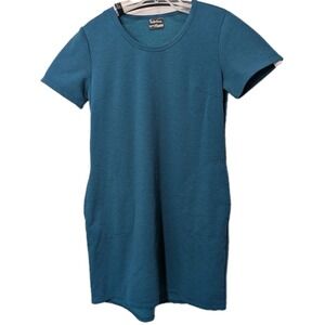32 Degrees Cool Sz M Short Sleeve Fleece Lined Sweatshirt Dress Athleisure Teal